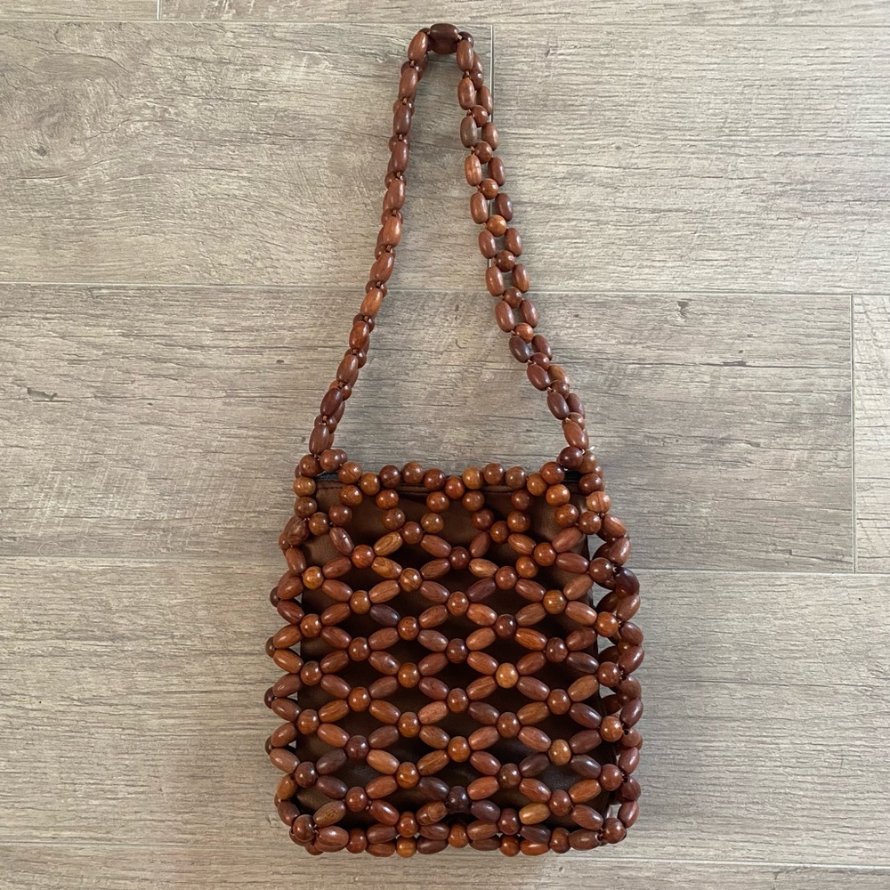 Brown Beaded Handbag